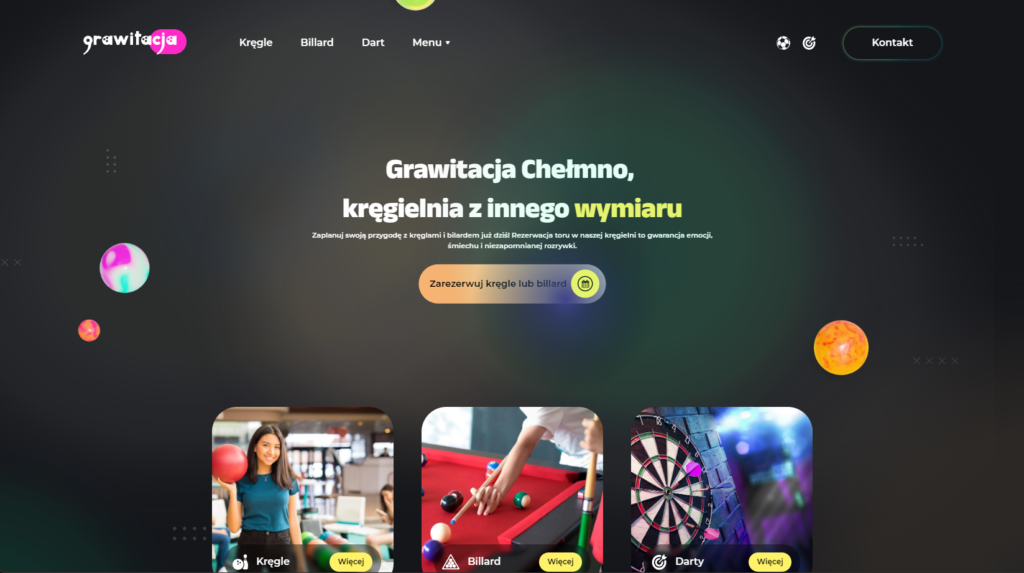 Kręgielnia Grawitacja Chełmno website screenshot